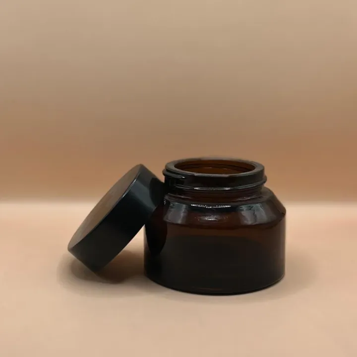 Glass Jar 50GM Slant Shoulder Jar Amber | Premium Cosmetic Packaging