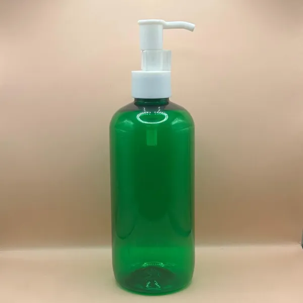 300ML PET Boston Bottle TR Green with 24/410 SPDPOH Pump | Premium Packaging for Personal Care Products