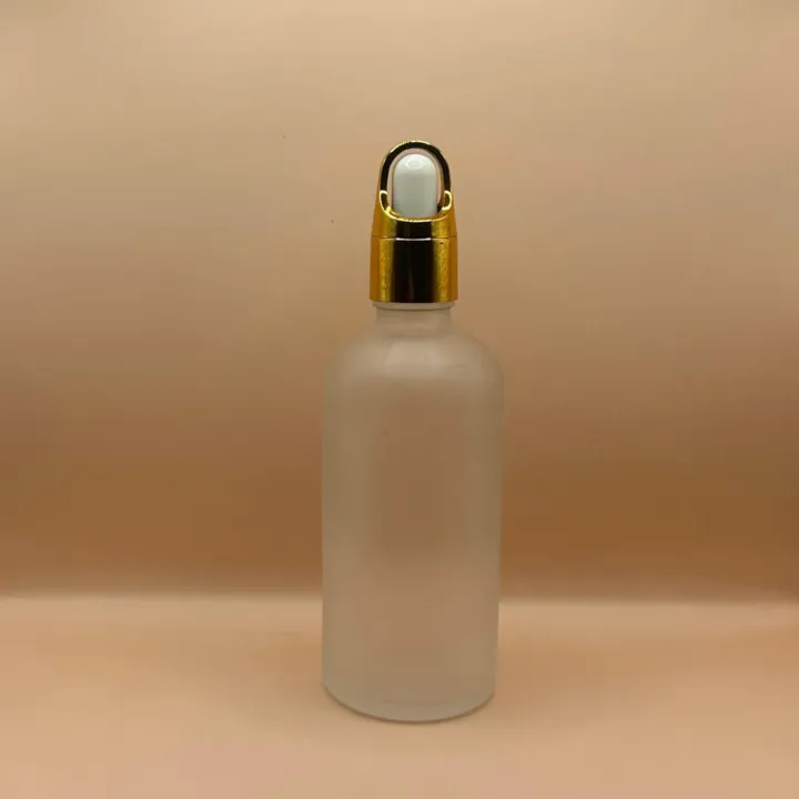 Glass Bottle 100ML Glass Bottle Round Frosted with 18MM Basket Dropper for skincare packaging
