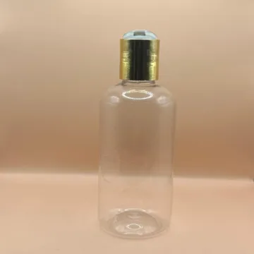 200ML PET Boston Clear Bottle with Disc-Top Cap with Golden Coating | Ideal for Lotions & Shampoos