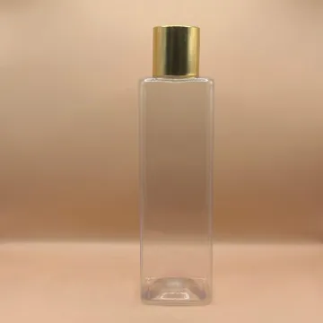 200ML PET Square Bottle Clear with 24/410 Screw Cap Golden - Oil Packaging Bottle