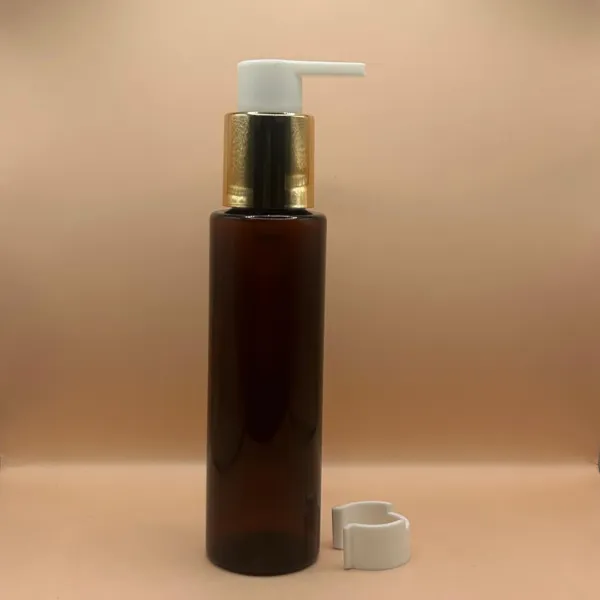 100ML PET Sleek Bottle Amber with 24/410 Long Beak Pump - Premium Packaging for Personal Care