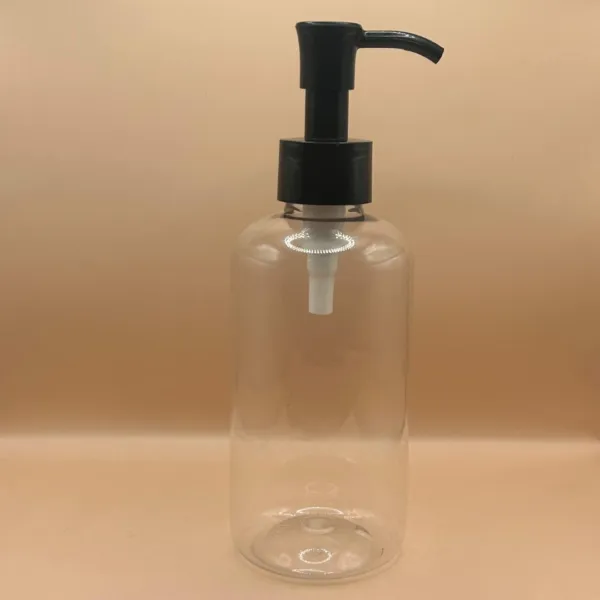 200ML PET Boston Bottle Clear with 24/420 SPDPOH Pump Black