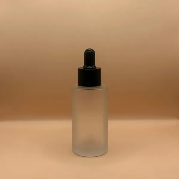 50ML Glass Flat Shoulder Bottle Frosted with 20MM Dropper Black - Ideal for Serums & Essential Oils