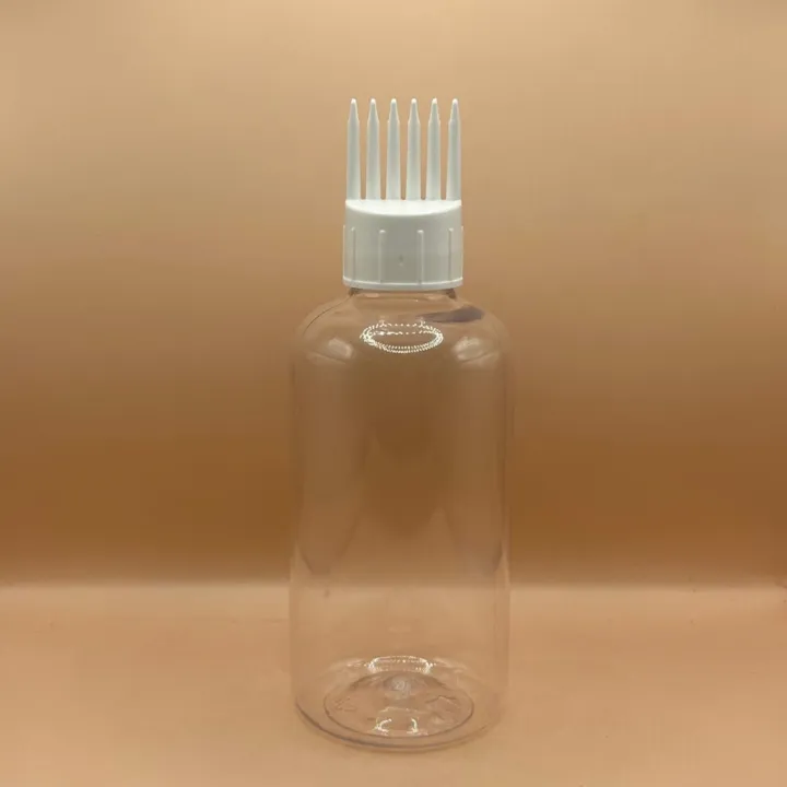 200ML BOSTON BOTTLE WITH COMB APPLICATOR (1) 200ML PET Boston Bottle With 24/410 Comb Applicator for Hair Care and Styling