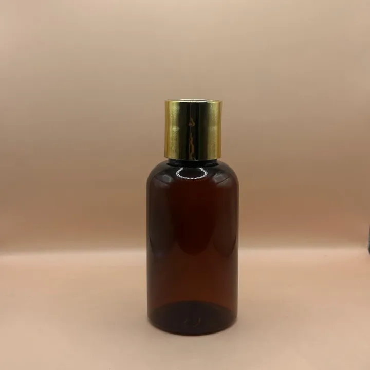 100ML PET Boston Bottle with 24/410 Disc-Top Cap Golden Coating | Perfect for Skincare & Personal Care