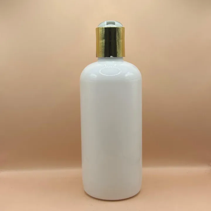 300ML PET Boston Bottle With 24/410 Disc-Top Cap Golden Coating | Premium Cosmetic Packaging
