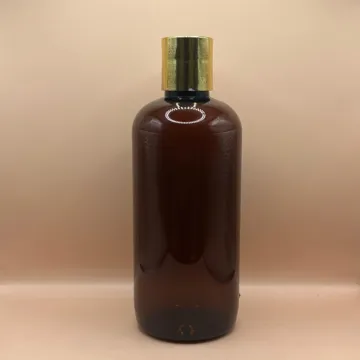 300ML PET Boston Bottle With 24/410 Disc-Top Cap Golden Coating | Premium Cosmetic Packaging
