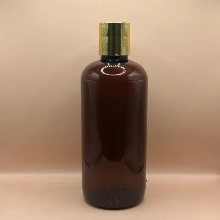 300ML PET Boston Bottle With 24/410 Disc-Top Cap Golden Coating | Premium Cosmetic Packaging