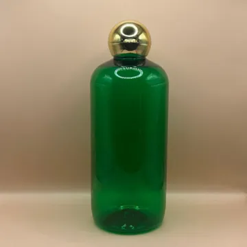 300ML PET Boston Bottle with 24/410 Dom Flip-Top Cap Golden Coating | Premium Cosmetic Packaging