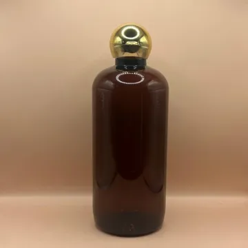 300ML PET Boston Bottle with 24/410 Dom Flip-Top Cap Golden Coating | Premium Cosmetic Packaging