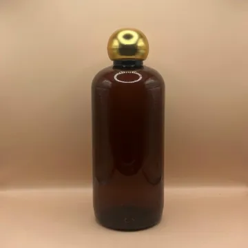 300ML PET Boston Bottle with 24/410 Dom Cap Matt Golden - Premium Cosmetic Packaging