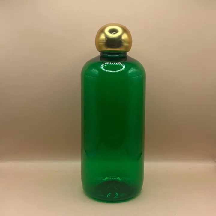 300ML PET Boston Bottle with 24/410 Dom Cap Matt Golden - Premium Cosmetic Packaging
