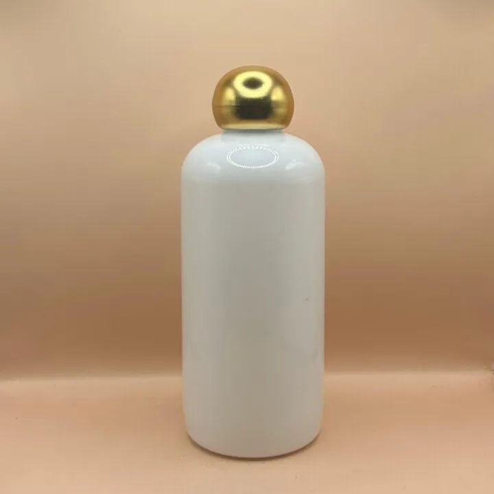 300ML PET Boston Bottle with 24/410 Dom Cap Matt Golden - Premium Cosmetic Packaging