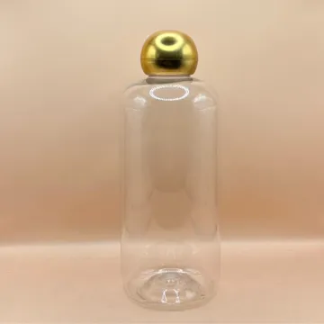 300ML PET Boston Bottle with 24/410 Dom Cap Matt Golden - Premium Cosmetic Packaging
