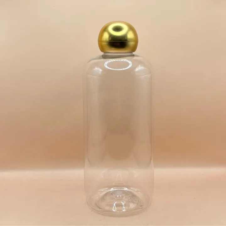 300ML PET Boston Bottle with 24/410 Dom Cap Matt Golden - Premium Cosmetic Packaging