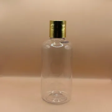 200ML PET Boston Bottle with 24/410 Dis-Top Cap Golden Coating | Premium Cosmetic Packaging