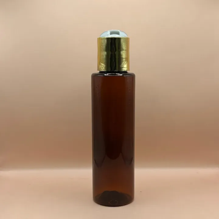 100ML PET Sleek Bottle with 24/410 Dis-Top Cap Golden Coating – Ideal for Cosmetics & Personal Care