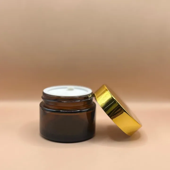 50GM Glass Round Amber Jar - Premium Packaging for Skincare & Cosmetics