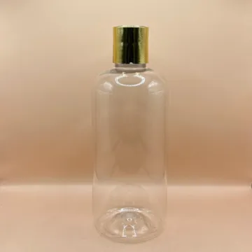300ML PET Boston Bottle With 24/410 Disc-Top Cap Golden Coating | Premium Cosmetic Packaging