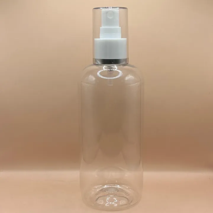 300ML PET Boston Bottle With 24/410 AS Mist Pump With Silver Lining Overcap – Premium Packaging Solution