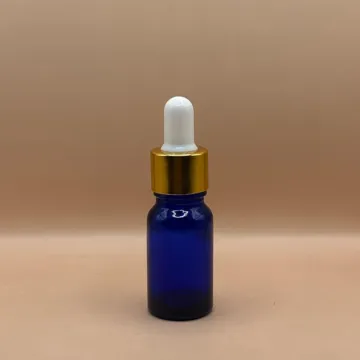 10ML Glass Bottle Blue with 18MM Dropper with Metalized Ring | Essential Oil Serum Tincture Bottle