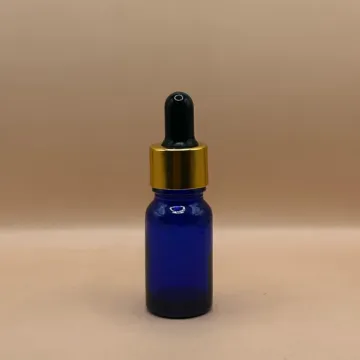 10ML Glass Bottle Blue with 18MM Dropper with Metalized Ring | Essential Oil Serum Tincture Bottle