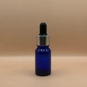 10ML Glass Bottle Blue with 18MM Dropper with Metalized Ring | Essential Oil Serum Tincture Bottle