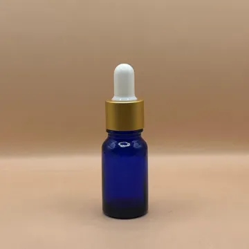10ML Glass Bottle Blue with 18MM Dropper with Metalized Ring | Essential Oil Serum Tincture Bottle
