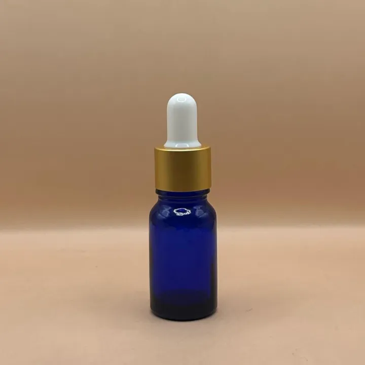 10ML Glass Bottle Blue with 18MM Dropper with Metalized Ring | Essential Oil Serum Tincture Bottle