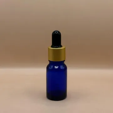 10ML Glass Bottle Blue with 18MM Dropper with Metalized Ring | Essential Oil Serum Tincture Bottle