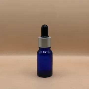 10ML Glass Bottle Blue with 18MM Dropper with Metalized Ring | Essential Oil Serum Tincture Bottle