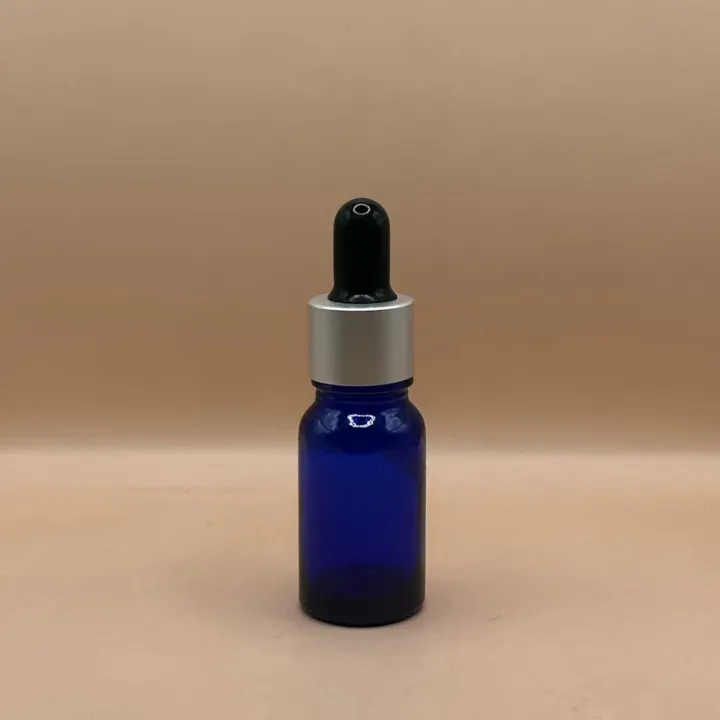 10ML Glass Bottle Blue with 18MM Dropper with Metalized Ring | Essential Oil Serum Tincture Bottle