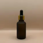 30ML Round Glass Bottle Frosted Amber 18MM Dropper with Metalized Ring | Serum Essential Oil Bottle