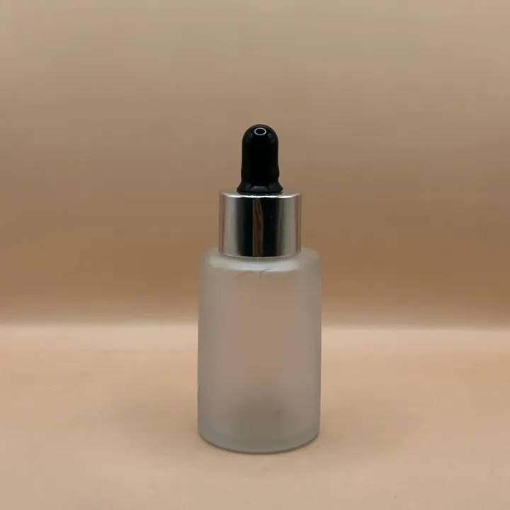30ML Glass Flat Shoulder Bottle 20MM Dropper with Metalized Ring | Serum Essential Oil Bottle