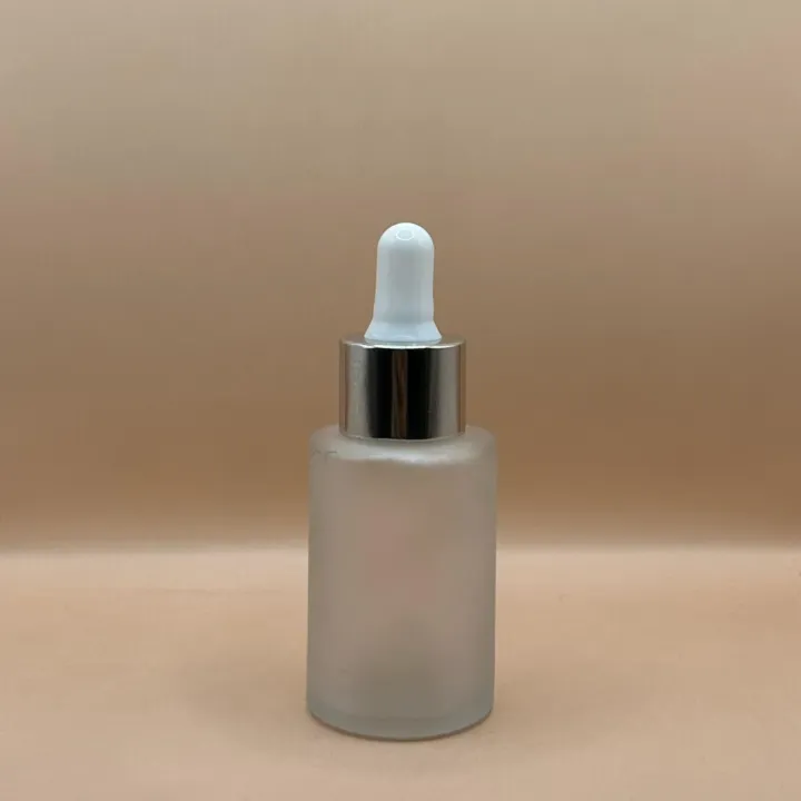 30ML Glass Flat Shoulder Bottle 20MM Dropper with Metalized Ring | Serum Essential Oil Bottle
