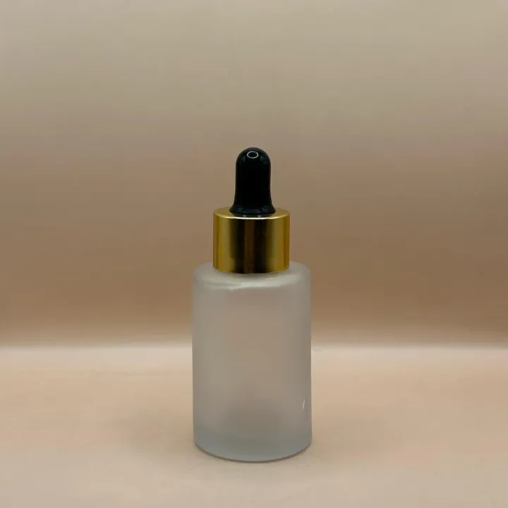 30ML Glass Flat Shoulder Bottle 20MM Dropper with Metalized Ring | Serum Essential Oil Bottle