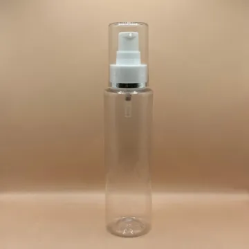 100ML PET Sleek Bottle With 24/410 AS Lotion Pump With Silver Lining | Premium Skincare Packaging