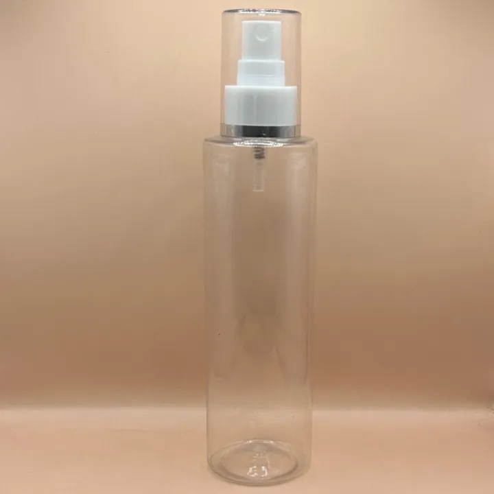 200ML PET Sleek Bottle With 24/410 AS Mist Pump With Silver Lining Overcap – Premium Spray Packaging