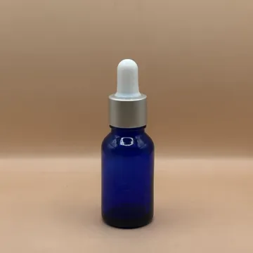 10ML Glass Bottle Blue with 18MM Dropper with Metalized Ring | Essential Oil Serum Tincture Bottle