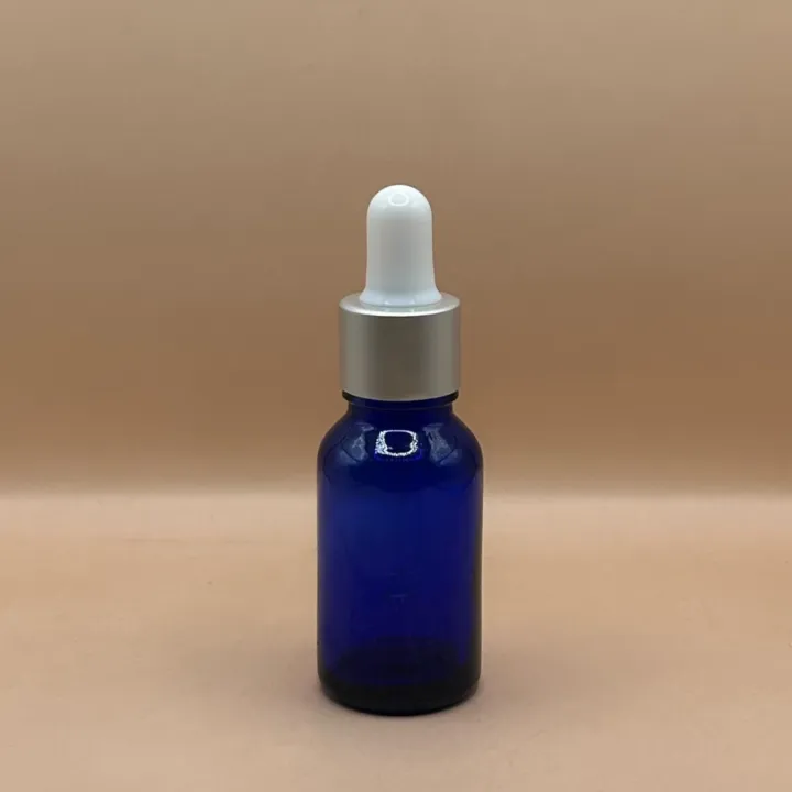 10ML Glass Bottle Blue with 18MM Dropper with Metalized Ring | Essential Oil Serum Tincture Bottle