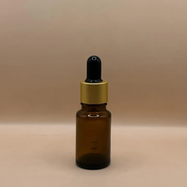 10ML Glass Bottle Amber with 18MM Dropper with Metalized Ring | Essential Oil Serum Bottle