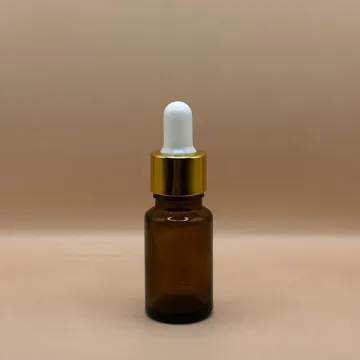 10ML Glass Bottle Amber with 18MM Dropper with Metalized Ring | Essential Oil Serum Bottle