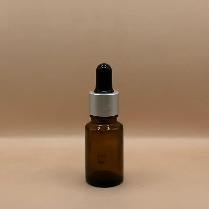 10ML Glass Bottle Amber with 18MM Dropper with Metalized Ring | Essential Oil Serum Bottle