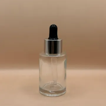 30ML Glass Flat Shoulder Bottle 20MM Dropper with Metalized Ring | Serum Essential Oil Bottle