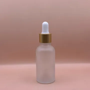 30ML Round Glass Bottle Frosted 18MM Dropper with Metalized Ring | Serum Essential Oil Bottle