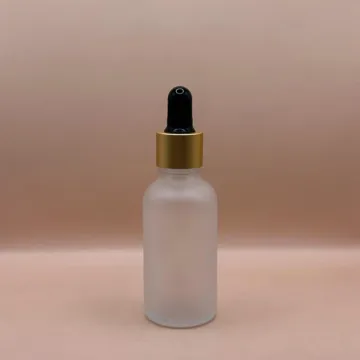 30ML Round Glass Bottle Frosted 18MM Dropper with Metalized Ring | Serum Essential Oil Bottle