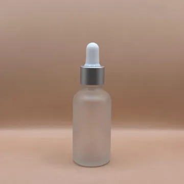 30ML Round Glass Bottle Frosted 18MM Dropper with Metalized Ring | Serum Essential Oil Bottle