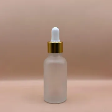 30ML Round Glass Bottle Frosted 18MM Dropper with Metalized Ring | Serum Essential Oil Bottle