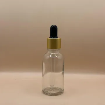30ML Round Glass Bottle Clear 18MM Dropper With Metalized Ring | Serum Essential Oil Bottle